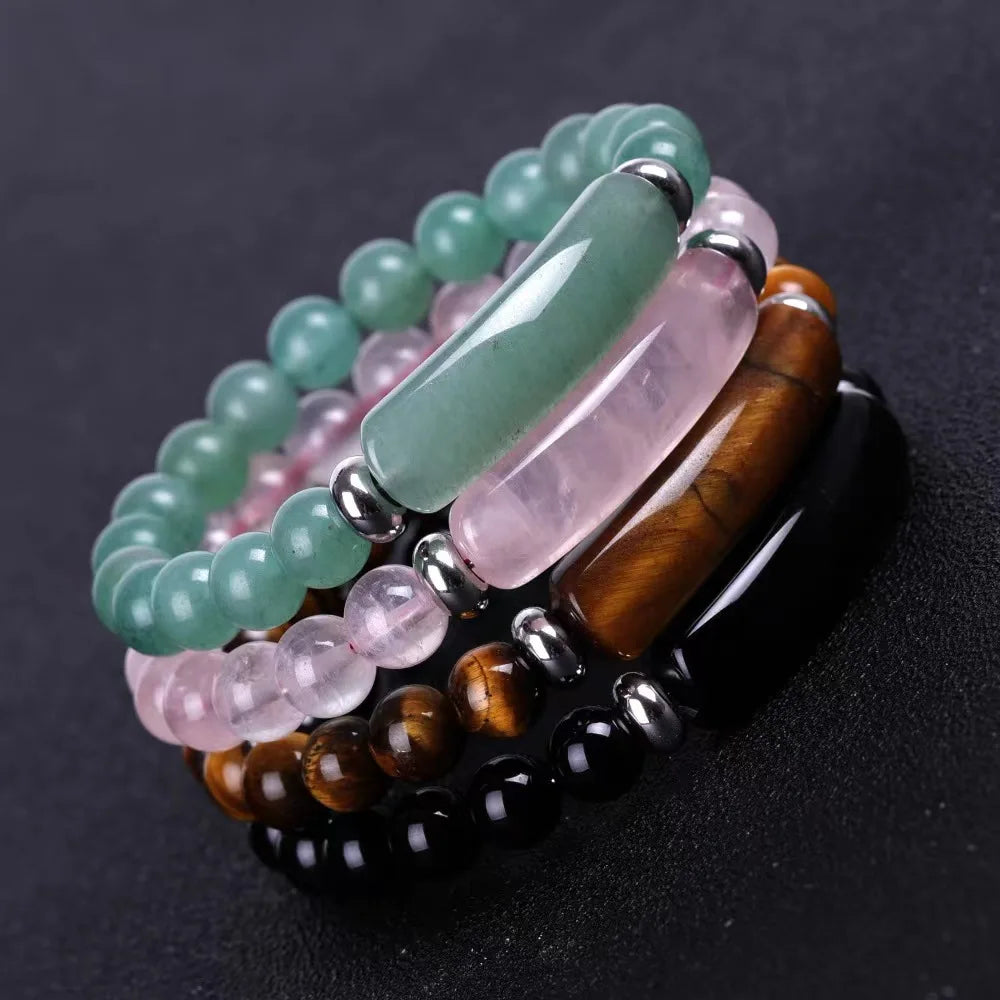 1Pc Genezing Handgemaakte Stenen Armband Turquoise Natuurlijke Malachiet Edelsteen Kristal Ruwe Armband Lichaam Energie Yoga