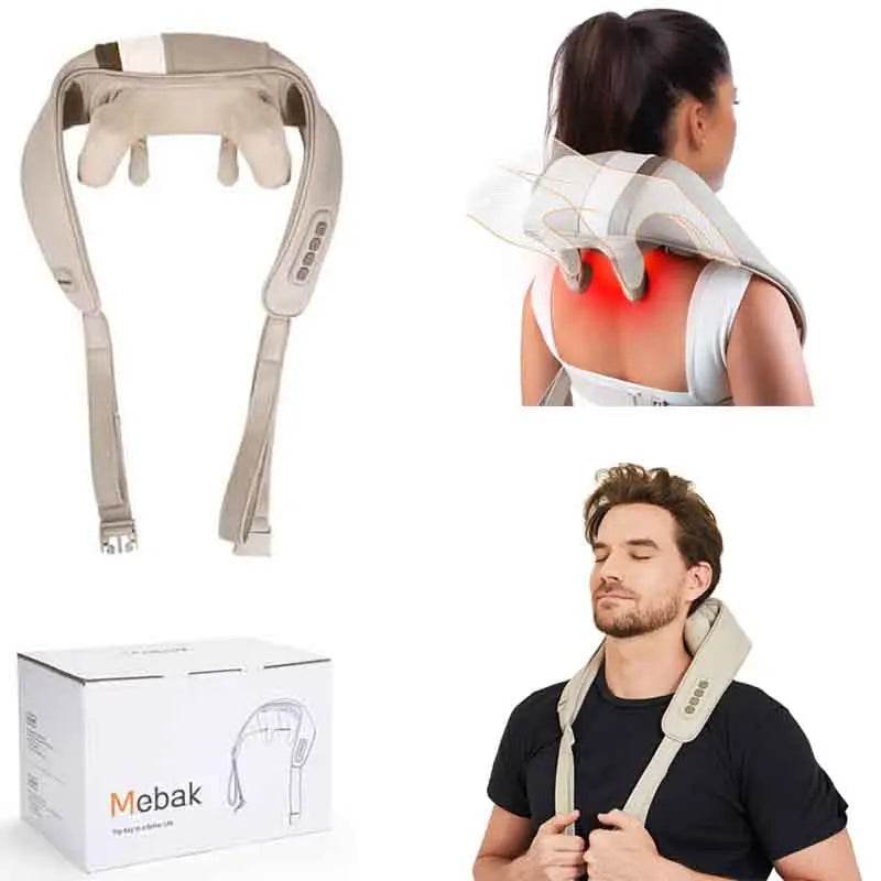 Mebak N1 Massager For Neck and Cervical Shoulder With Heating Massage Pillow for Back Legs Waist Muscle Kneading Massage Shawl - MarvelouStoree