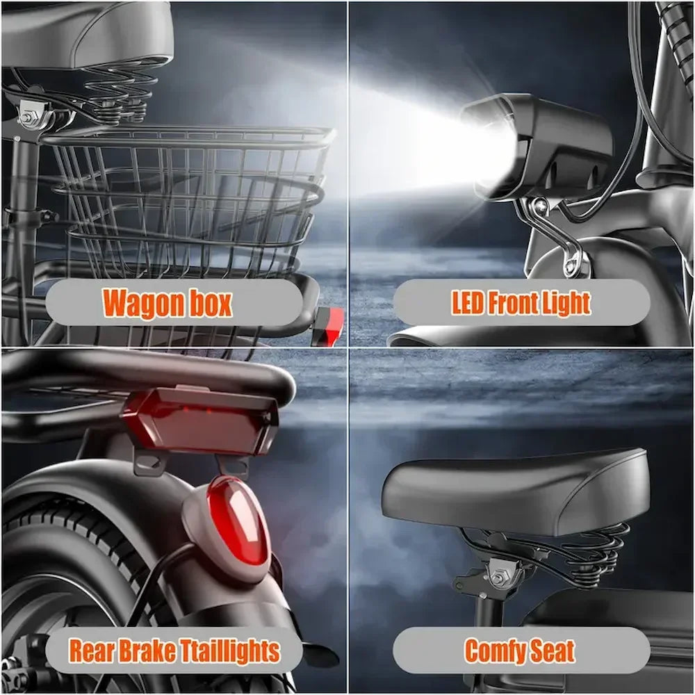 Aluminum Body Foldable Scooter with Seat & Carry Basket 500w E-scooter Powerful Electric Scooters for Adult