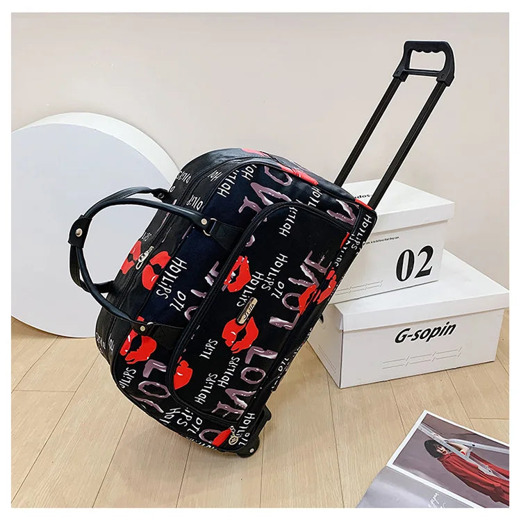 Large Capacity Women Travel Suitcase Trolley Bags Wheeled Bag Oxford Waterproof Rolling Luggage Travel Bag With Wheels