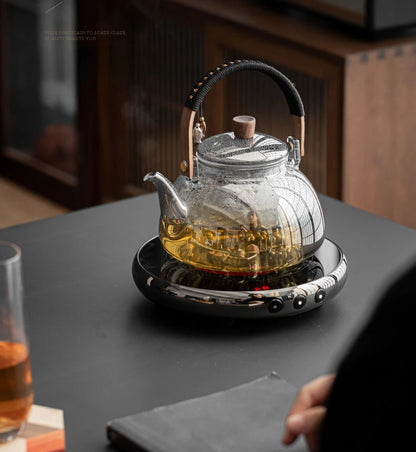 Steamable Teapot Household Glass Tea Maker High Temperature Resistant Steaming and Boiling Dual-purpose Teapot