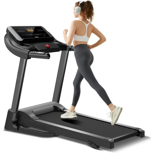 Treadmill Folding Incline with Pulse Sensors, 3.0 HP Quiet Brushless, 8.7 MPH, 300 lbs Capacity, Fitness Home Auto Treadmill