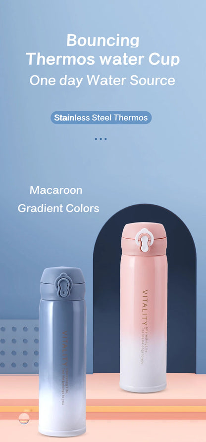 Korean Gradient Color Portable Vacuum Kettle Office Use Stainless Steel Insulation Coffee Cup Thermos Mug