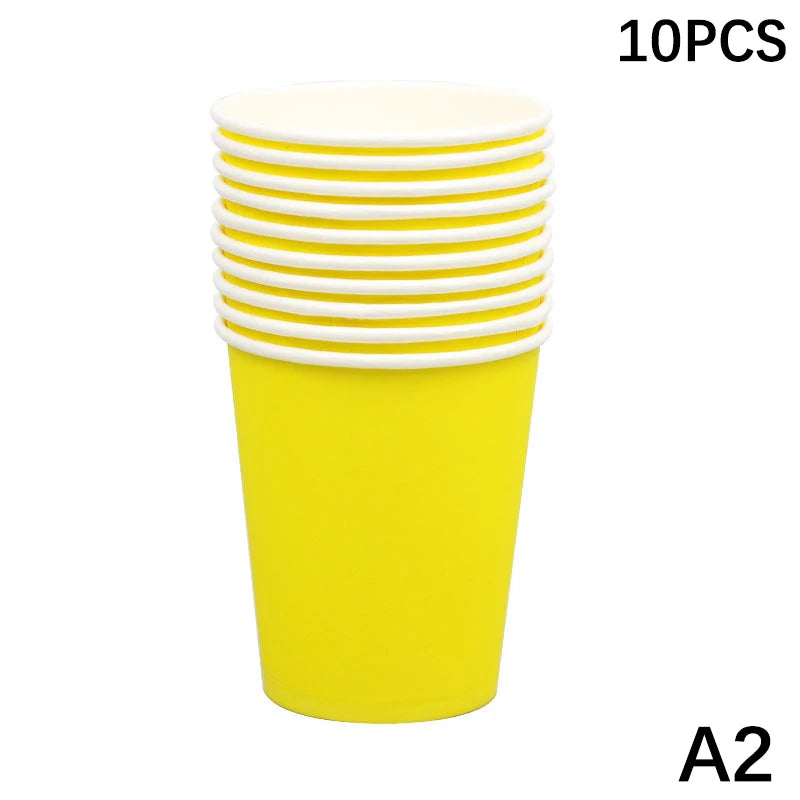 10PCS 9oz 250ml Solid Thick Paper Cup Disposable Cup Wedding Birthday Party Holiday Disposable Tableware