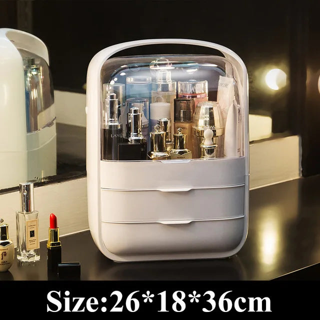 New Desktop Dustproof Organizer Storage Waterproof Fashion Skin Big Cosmetic Care Capacity Beauty Drawer Storage Box Makeup Bath