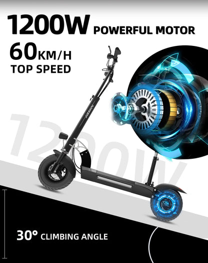 1200W 1300W 2400W 6000W Commuter Seated Adults Electric Scooter 48V/72V E-Scooter 10 inch Tubeless Off Road Tire with LCD