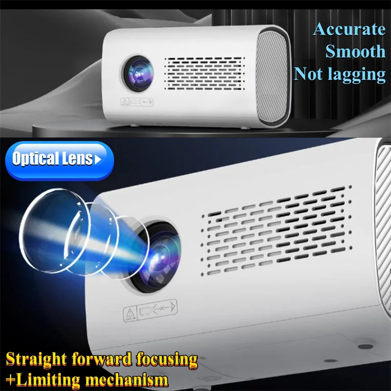 T100 Android System Projector 720P Wireless Phone Same-Screen MINI Projector Home Theater Player for iOS/Android/PC Projection