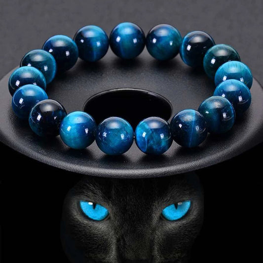 1Pc 6/8/10mm Minimalist Blue Tiger Eye Stone Beaded Bracelet Natural Stone Round Beads Bracelet For Daily Decoration