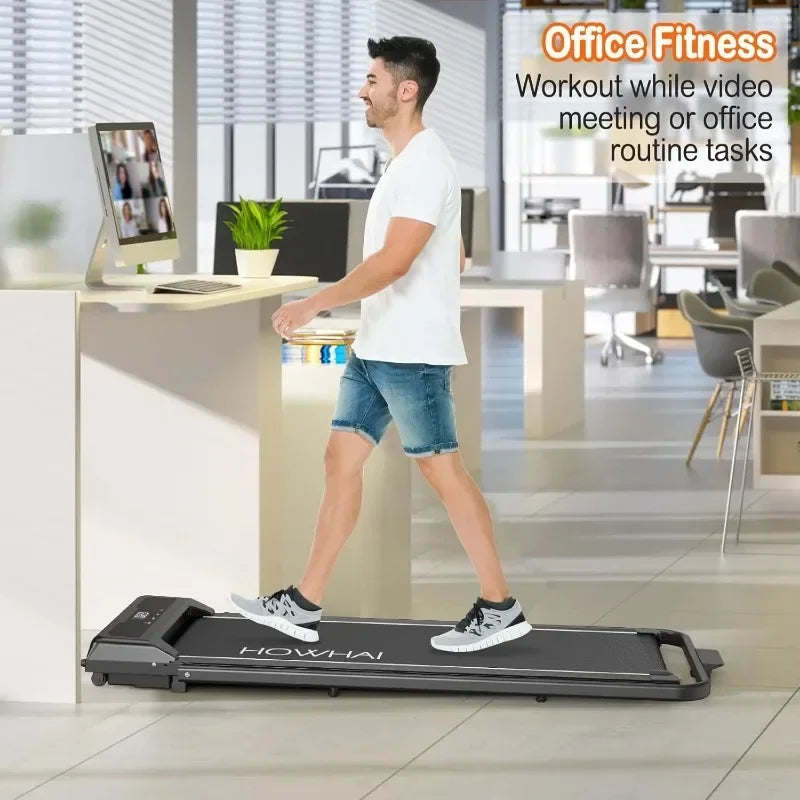 Walking Pad with Handle Bar Foldable Treadmill Under Desk Treadmill 6.2 MPH Running Pad with Remote Control and LED Display