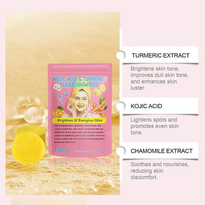 NEW High-end 40ps Turmeric Kojic Acid Cleansing Exfoliating Pads Sponges Balance Skin Remove Keratin Excess Skin Care Facia P1S0