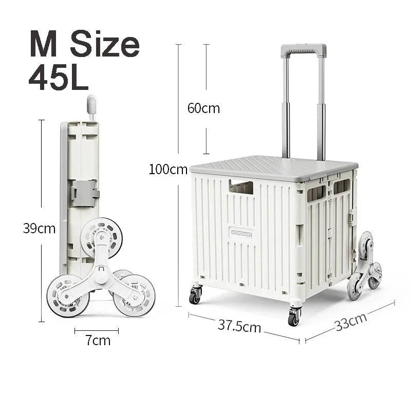 45/65L Folding The Folding Shopping Cart Trolley Portable Home Shopping Cart Folding cart with 2 /4 /8 Wheels - MarvelouStoree