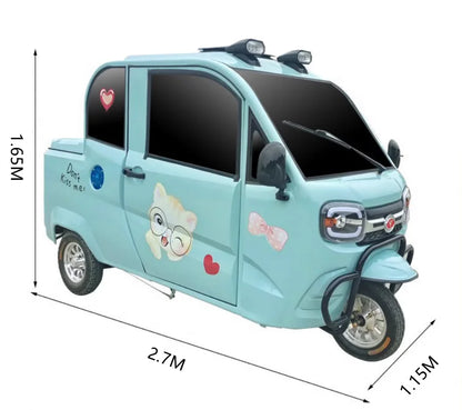 Popular Design 175 Motor 200A Canvas Roof Trade Application Car Electric Tricycle  3 wheel electric mobility scooter