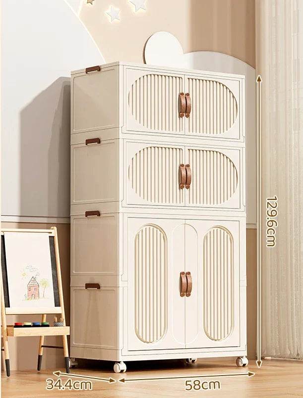 Children's Wardrobe Bedroom Closet Cabinet Baby Storage Box Toy Clothes Organizer Locker Folding Sorting Partition Wardrobe ﻿﻿ - MarvelouStoree