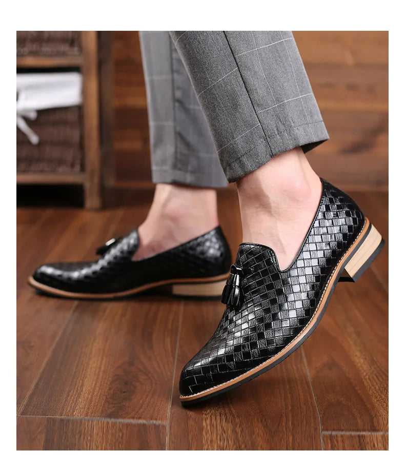 Fashion Formal Leather Shoes for Men Dress Business Shoes Male Geometric Oxfords Party Wedding Casual Mens Flats Chaussure Homme