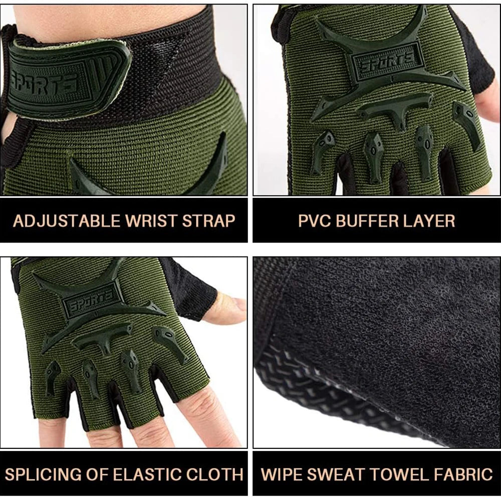 1Pair Kids Tactical Fingerless Gloves Army Military Camo Anti-Skid Mittens Half Finger Boys Girls Children Outdoor Sport Cycling