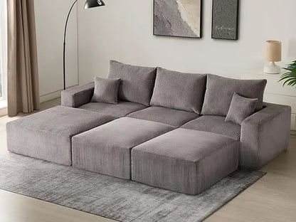 Sectional Modern Sleeper Sofa Couches for Living Room，Modular Corduroy Convertible Full Sponge Compression Sofas for House