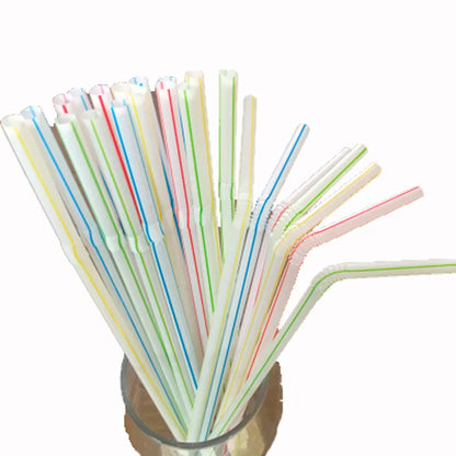 100pcs Colorful Drinking Disposable Straws Bar Party Wedding Kitchen Beverage Straw Durable Disposable Curved Modelling Straws