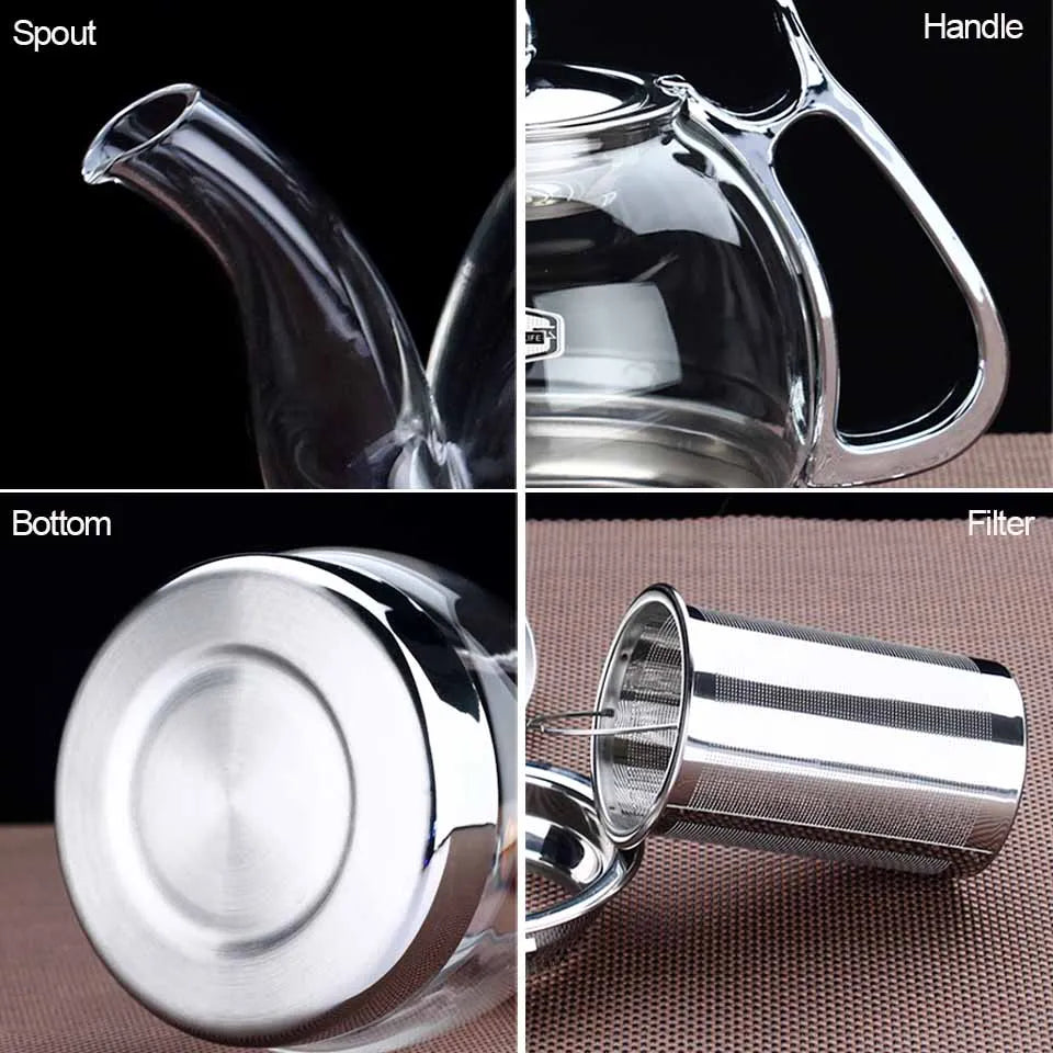 Induction Cooker Heat Resistant Glass Teapot Electromagnetic Furnace Multifunctional Filter Pot Gas Stove Kettle Tea Set