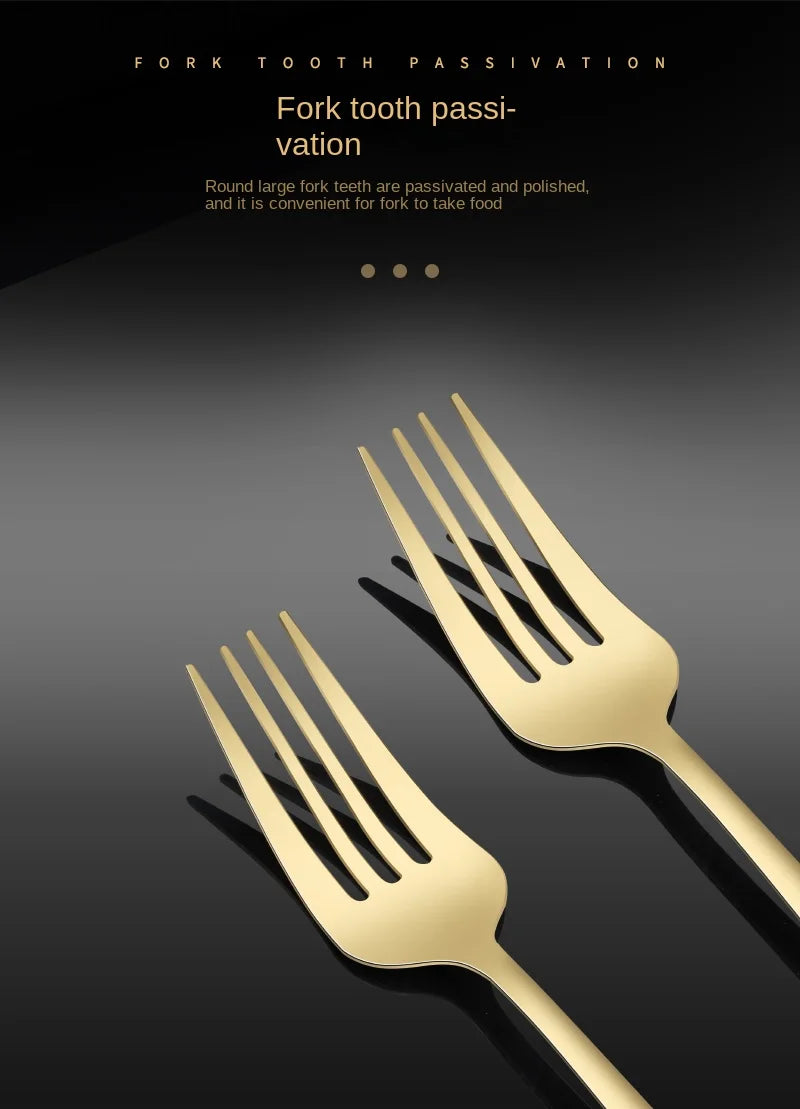 24pcs Gold Dinnerware Set Stainless Steel Steak Knife Fork Coffee Spoon Teaspoon Flatware Dishwasher Safe Kitchen Tablewar