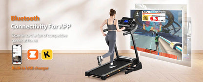 Treadmills for Home, Treadmill with 0-15% Auto Incline, 3HP Folding Treadmill for Running Walking with 280LBS Weight Capacity, I - MarvelouStoree