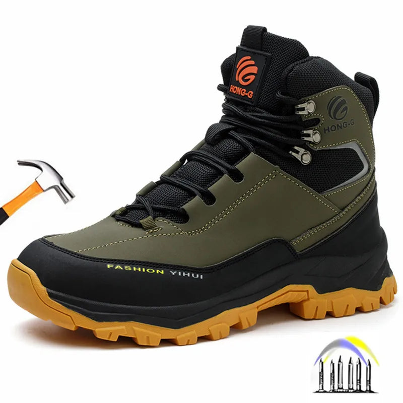 safety shoes man waterproof work safety sneakers high top boots anti puncture Work shoes steel toe working shoes with protection