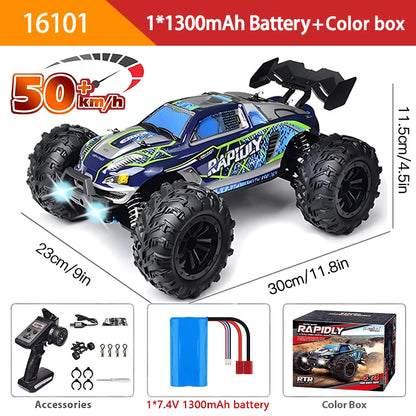 1:16 70KM/H Or 50KM/H 4WD RC Car With LED Remote Control Cars High Speed Drift Monster 4x4 Truck for Kids vs Wltoys 144001 Toys