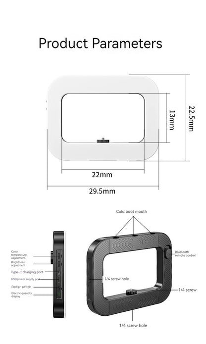 Three-color dimming, ring rabbit cage fill light selfie live broadcast photography light with Bluetooth selfie reverse charging