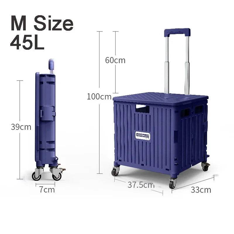 45/65L Folding The Folding Shopping Cart Trolley Portable Home Shopping Cart Folding cart with 2 /4 /8 Wheels - MarvelouStoree