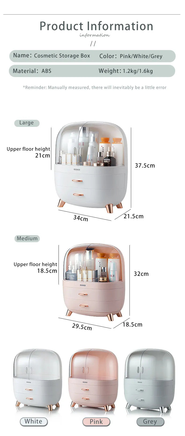 Makeup Container Polish Box Desktop Storage Organizer Makeup Drawer Large Box Cosmetic Capacity Storage Nail Jewelry