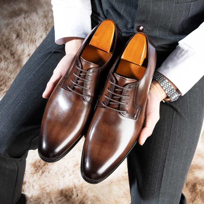 Luxury Mens Leather Shoes High Quality Men's Shoes Pointed Oxford Wedding Leather Men Dress Shoes 2024 Gentleman Office Man Shoe