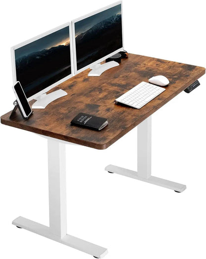 Electric Rustic Standing Desk Workstation, Memory Controller Height Adjustment Particle Board, Steel Computer Standing Desk - MarvelouStoree