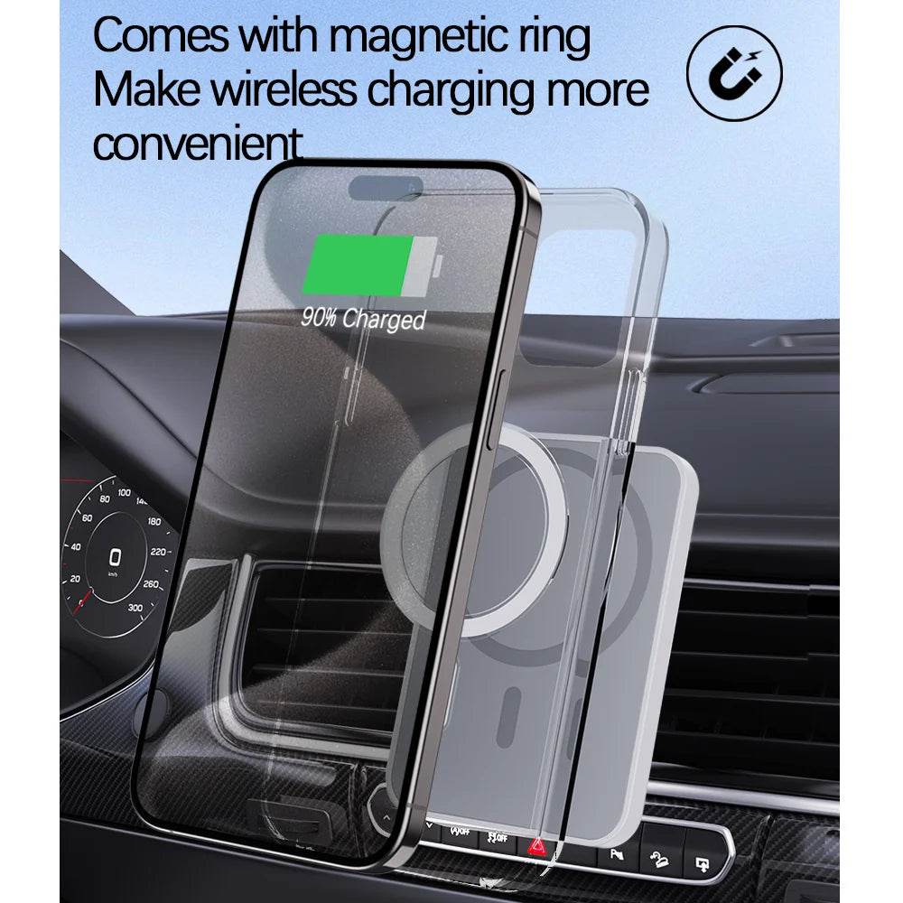 Magnetic Car Wireless Charger For iPhone 15 14 13 12 Pro Max Mini Macsafe Car Phone Holder Stand Mount Fast Charging Station