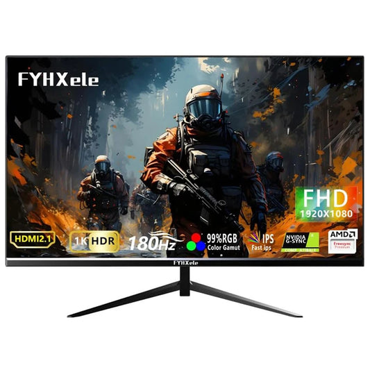 FYHXele 24Inch 180Hz Gaming Monitor 1K FHD Computer Display 1ms Response Time Eye Care Screen LCD Support HDR G-Sync VESA