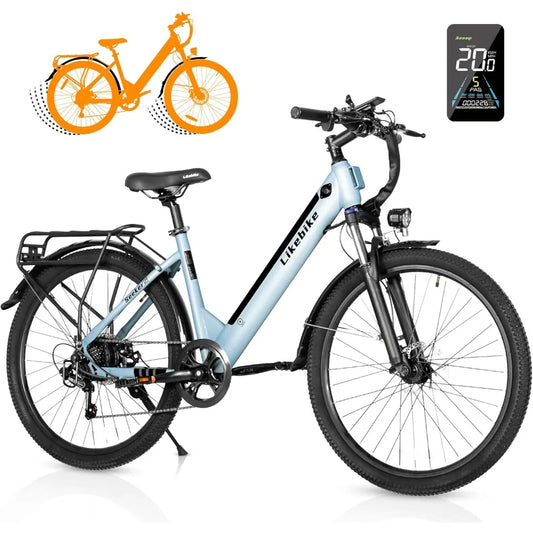 Electric Bike for Adults 350W(Peak 540W) 26 inch Electric Bicycle Step Thru Ebike, with 36V/9Ah Battery, 20MPH, 7-Speed Gears