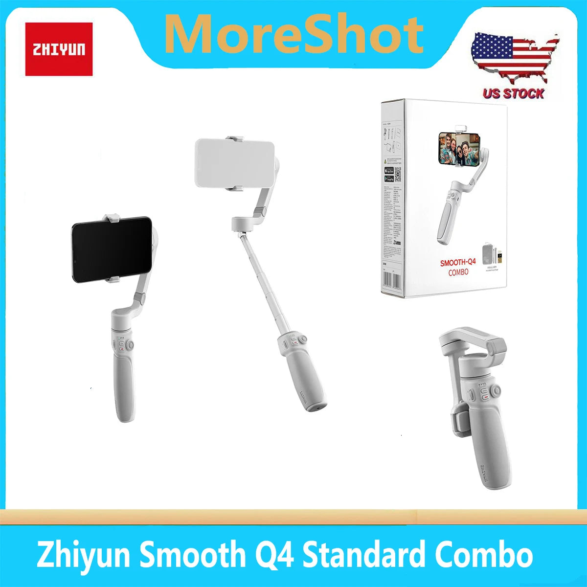 ZHIYUN SMOOTH Q4 combo q4 Smartphone Gimbal 3-Axis Portable Phone Stabilizer for iPhone 14 pro max 13 12 pro max/Huawei/Samsung