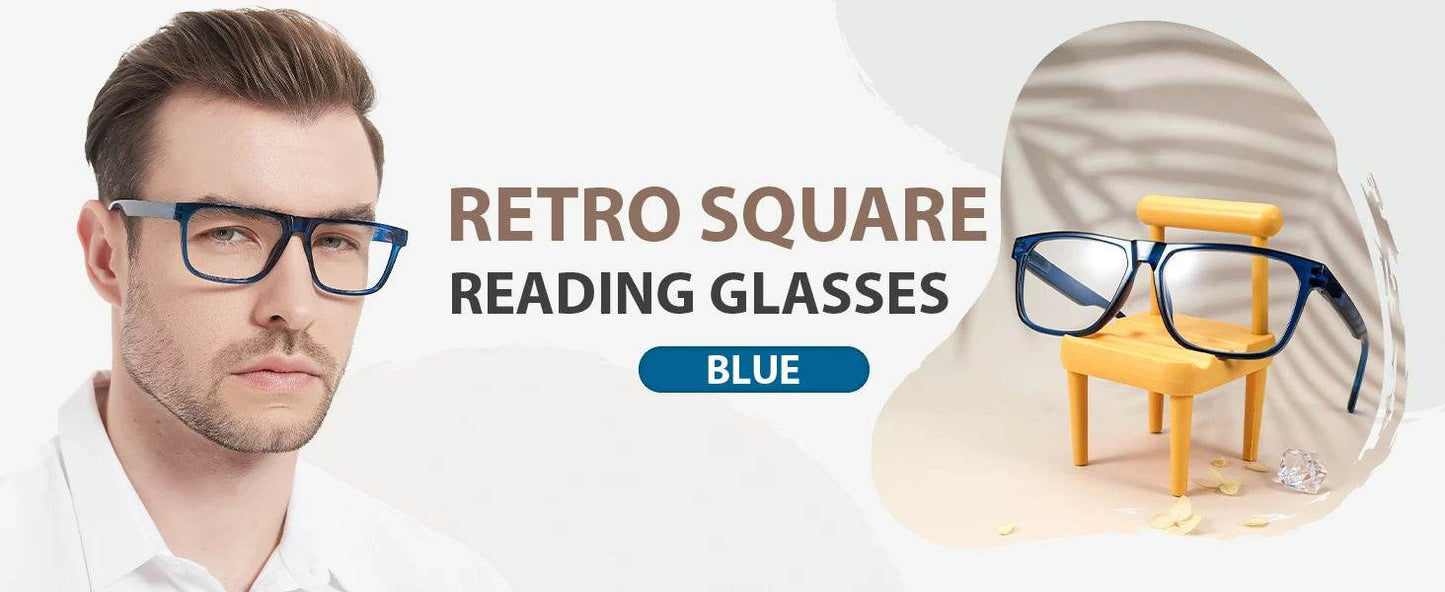 Square Reading Glasses For Men Hyperopia Optical Eyeglasses Frame Presbyopia Glasses Classic Eyewear Magnifying Readers +1.25 +1 - MarvelouStoree