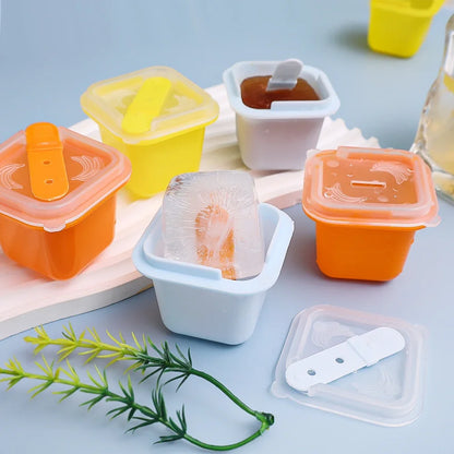 Square Ice Cube Molds Food Grade Silicone Ice Cream Mould Tray with Popsicle Stick DIY Jelly Pudding Summer Ice Drink Ball Maker