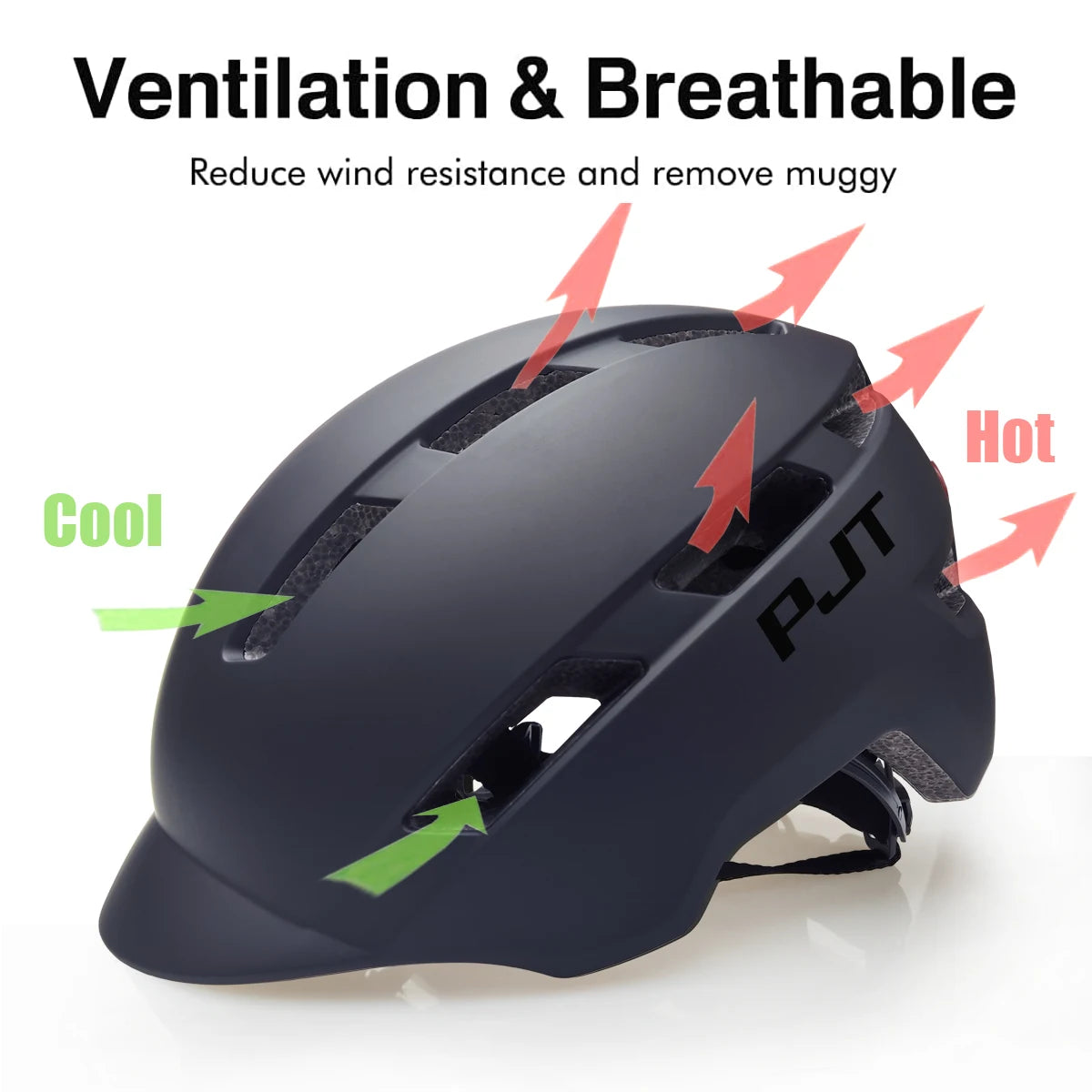 PJT New Cycling Helmet In-Mold Mountain Road USB Rechargeable Tail light Bicycle Bike Helmet Sports Safe Hat MTB Cycling Helmet