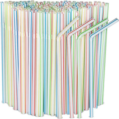 Drinking Plastic Straws Colorful Disposable Bendable Drink Straw Milk Tea Cocktail Kitchenware Bar Supplies Wedding Party Decor