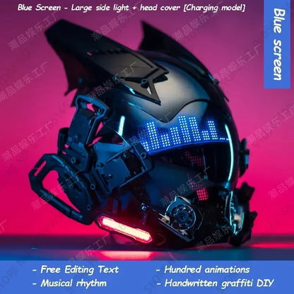 Cyberpop Punk Mask Light Up Rolling Subtitles Screen Mask Cosplay Mech Soldier Technology App Control Helmet Role Play Xmas Gift