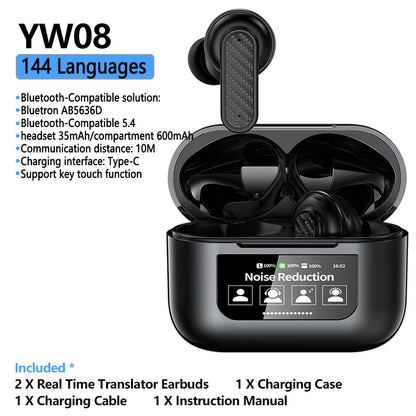 144 Languages Wireless Translation Earphone Real Time Translator Earbuds Bluetooth5.4 Two-Way Instant Translated Business Trip