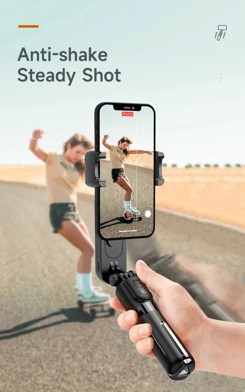 Gimbal Stabilizer with Fill Light Selfie Tripod Wireless Anti-shake Bluetooth Stabilizer for Smartphone Xiaomi IPhone 16 Pro Max