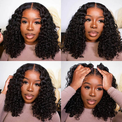 Wear And Go Bob Wigs For Women Human Hair 180% Water Wave Glueless Wig Ready To Go Human Hair Wigs Pre Cut Lace Air Wig Sale 180