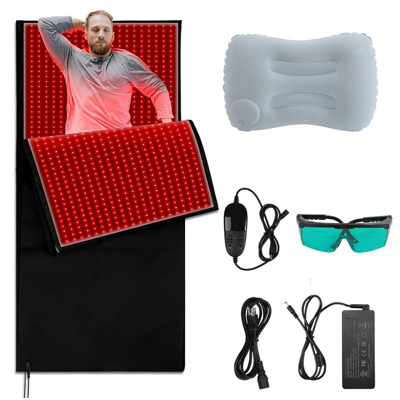 Oversized 2560pcs LED 660&850nm Red Light Therapy Mat Bag Near Infrared Sleeping Blanket Mat Large Pads for Full Whole Body Care