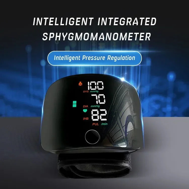 Wrist Type Blood Pressure Monitor LED Display Fast Measurement Digital Tensiometer BP Tonometer Heart Rate USB Rechargeable