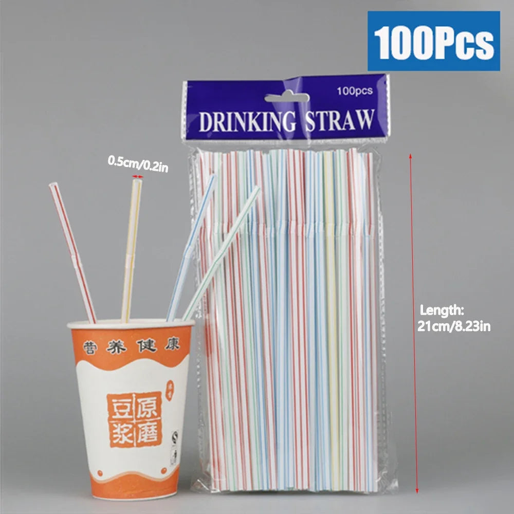 100-1000Pcs Flexible Kunststof Straws For Juice Cocktail Drinking Straws Multi Colored Kitchen Party Pajitas Plastique Straw