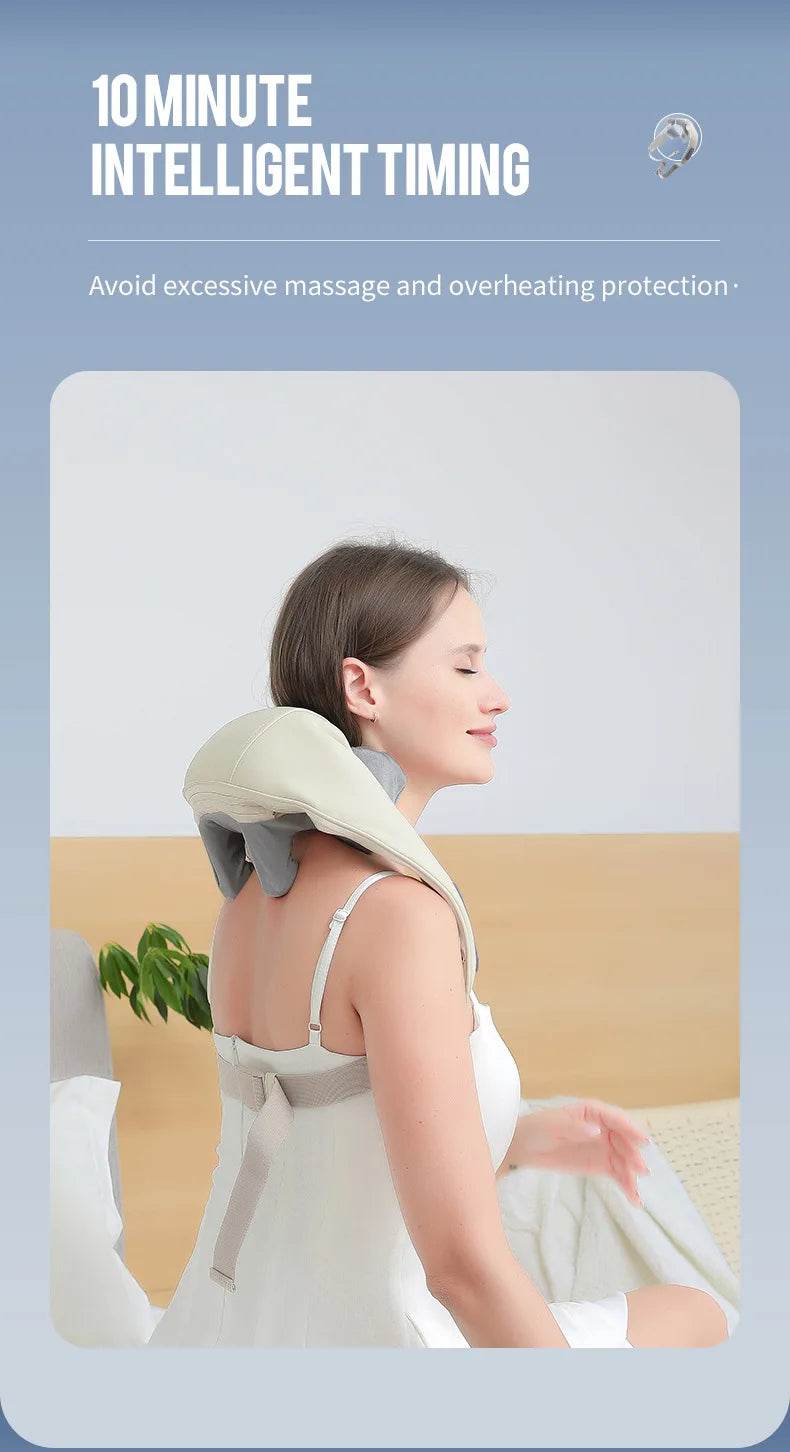 Foreverlily Wireless Neck And Back Massager Neck And Shoulder Kneading Massage Shawl Neck Cervical Relaxing Trapezius Massager - MarvelouStoree