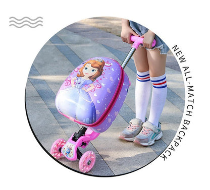 New cute skateboard suitcase scooter children's trolley luggage box 16 " boys and girls lovely carry-on bag student travel case