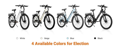 Electric Bike for Adults 350W(Peak 540W) 26 inch Electric Bicycle Step Thru Ebike, with 36V/9Ah Battery, 20MPH, 7-Speed