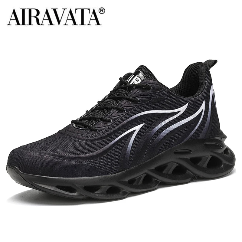 Men's Flame Printed Sneakers Flying Weave Sports Shoes Comfortable Running Shoes Outdoor Men Athletic Shoes